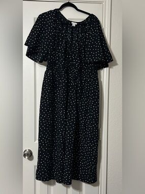 Ava & Viv Black Midi Dress with White Heart Print